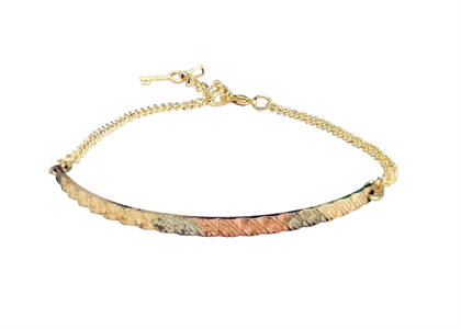 3 Tone Plated Diamond Cut Charm Bangle Bracelet